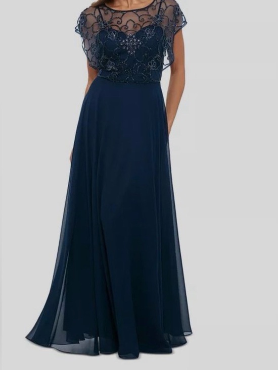 Xscape Dresses & Skirts - Xscape Navy Blue Beaded Lace A-Line Gown – Size 16 NWT